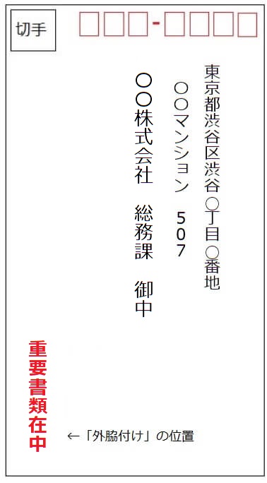 縦書きで重要書類在中